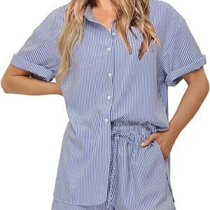 EXLURA Women’s 2 Piece Outfit Oversized Matching Lounge Outfit NWT Shirt & Short